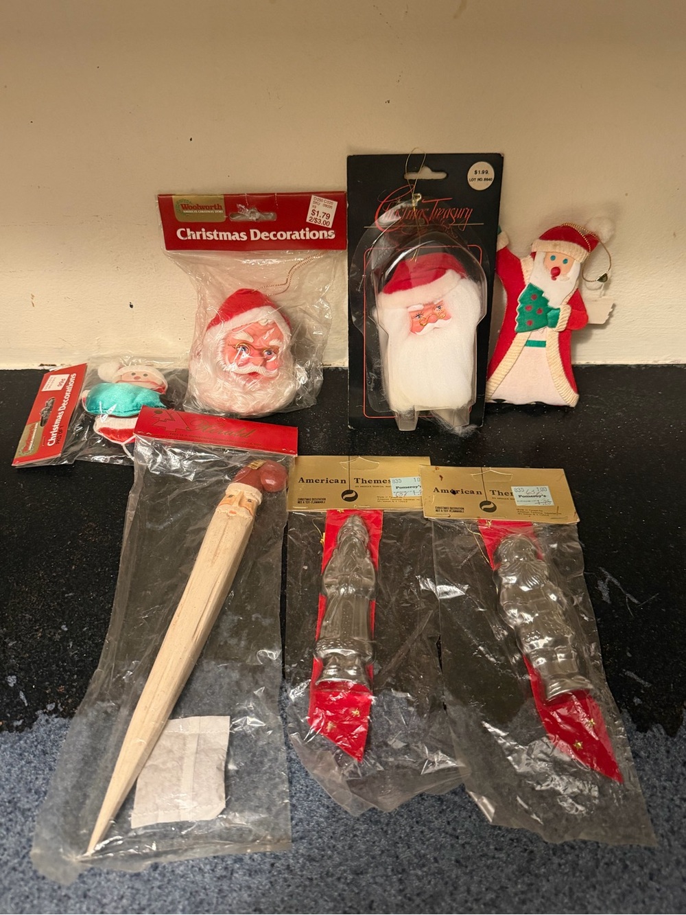 Vintage Santa Ornaments Lot